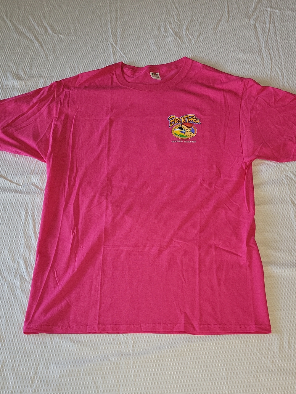 Brew Thru Outer Bnks bright Pink Short-Sleeve Tee Large